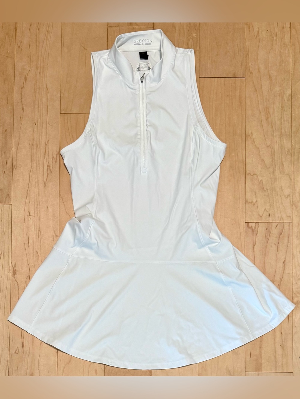 Greyson Hera Sleeveless 1/4 Zip Golf Dress Stretch Solid White Women’s Large